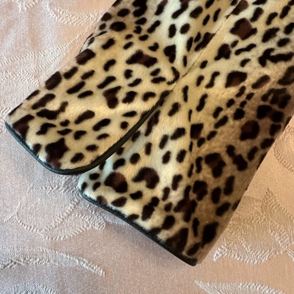 Ellen Tracy Brown Leopard Print Teddy Jacket - Picture 4 of 7
